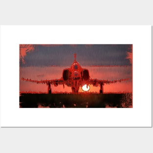 Military Fighter Jet Sunset Posters and Art